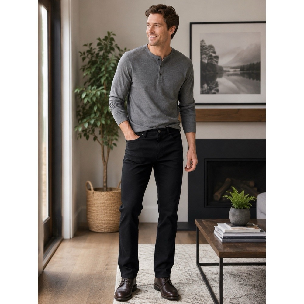 NEW Banana Republic Black Jeans Size 36x32 Straight Leg Stretch 5 Pocket
